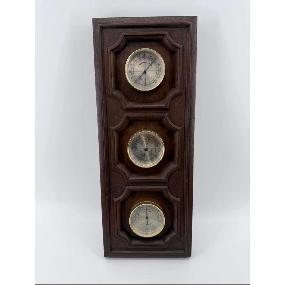 Springfield Weather Station Home Decor 3-in-1 Dials Plastic Brown Solid